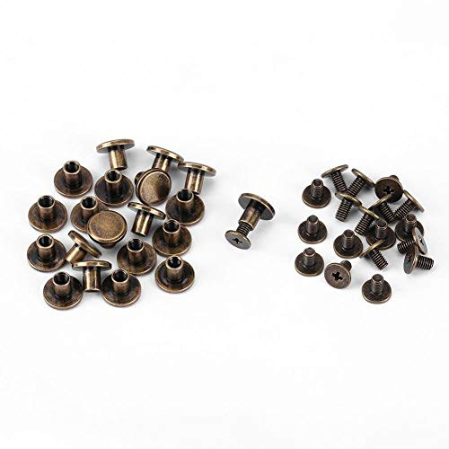 Flachkopf Kupfer Messing Schrauben Muttern Nägel Nieten Set 20 Stücke (6.5mm) für Lederhandwerk Zubehör Bau Zubehör Leather Caps Accessoires