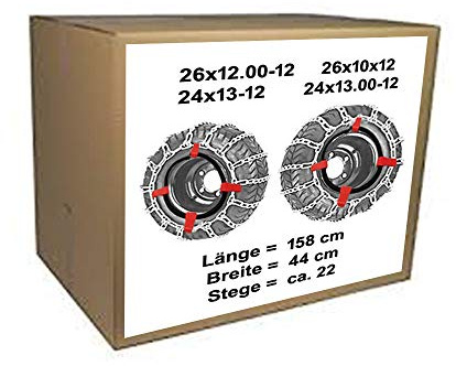 vsk 26x12.00-12 Schneeketten + Spanner für Rasentraktor Aufsitzmäher 26x10x12 / 24x13-12 24x13.00-12