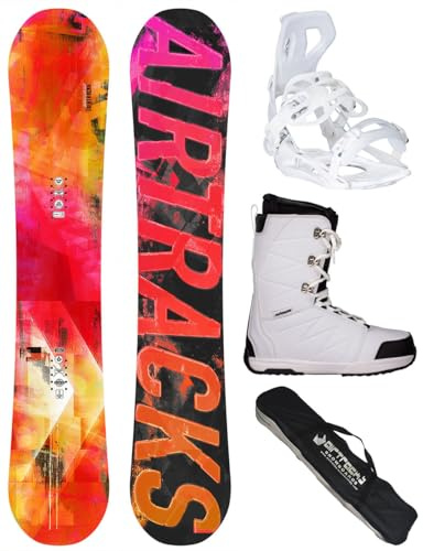 AIRTRACKS Snowboard Set Paquete Completo Tabla Morioirs Zero Rocker Mujer 147 + Fijaciones Master W + Botas Star W 39 + SB Bag