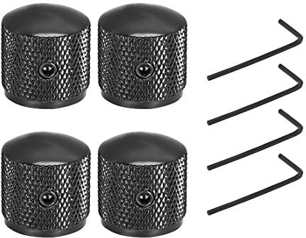 sourcing map 4Stk. Metall Potentiometer Knopf 6mm für Gitarre Basslautstärke Knöpfe schwarz 26 x 13mm