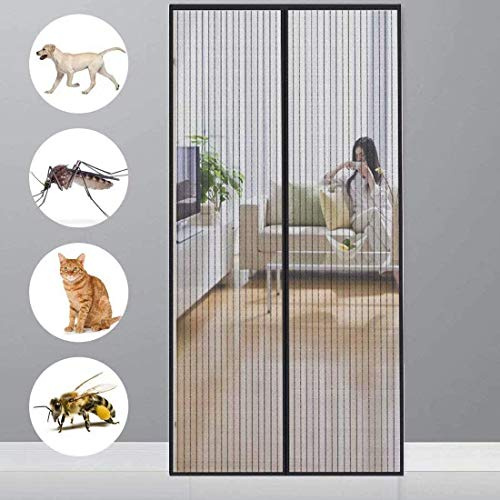 CHENG Magnet Fliegengitter Balkontür, Fliegengitter mit Magnet 70x180cm, Luft kann frei strömen Insektenschutz tür balkontür für Türen/Patio/Windows, Schwarz
