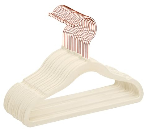 MIZGI Baby Velvet Hangers,Non-Slip Kids & Toddler Hangers,11.8 Inch Hangers for Baby Clothes,Pack of 50(Ivory)