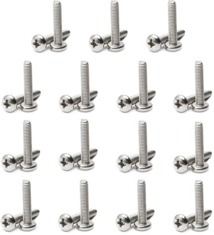 MroMax M4 x 20 mm Maschinenschrauben, Kreuzschlitzschraube, 304 Edelstahl, Silbergrau, 30 Stück