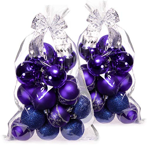 com-four® 40x Weihnachtskugeln, Christbaumkugeln bruchsicher | Baumschmuck für den Christbaum mit Anhänger - Ø 6 cm