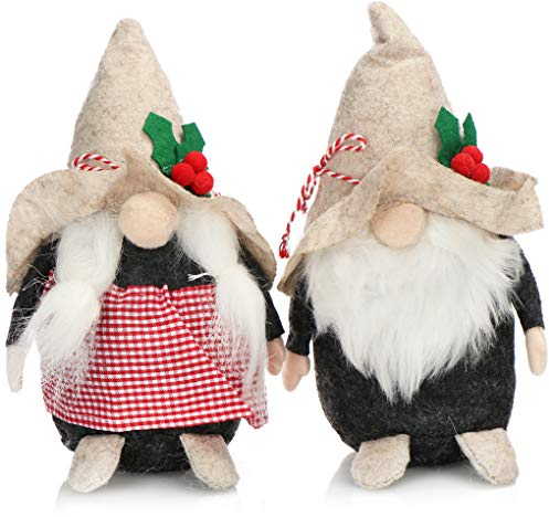 com-four® 2x Figura Premium di Gnomi di Natale per Decorazioni Natalizie - Figure Scandinave come Decorazioni Invernali - Coppia di Gnomi come Addobbo