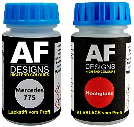 Alex Flittner Designs Lackstift-Set für Mercedes - Benz 775 Iridiumsilber | Lackstift Set geeignet für Farbcode: 775 und Farbname: Iridiumsilber Pearl Metallic