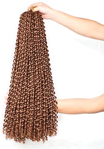 Xtrend 7-pack 24 tum 18 stränder/pack lång passion twist hår mörkt brunt vattenvåg virka flätor hår bohemisk krok flätor syntetisk fiber naturligt hår förlängning 30 #