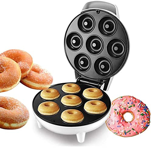 Braceletlxy Mini Donut Maker Machine, Fait 7 Beignets pour Un Petit-déjeuner aux Enfants, des collations, des Desserts et d'autres Chocolat de Cuisson mélangé avec Surface antiadhésive