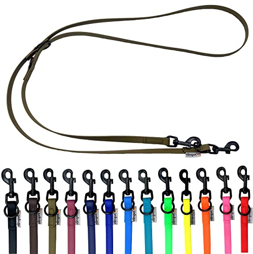 Biothane Hundeleine kleine Hunde/große Hunde verstellbar 2m / 2,40m / 2,80m / 3,50m / 5m schwarzer Haken (2,80m X 16mm, Olivegrün)