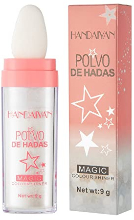 Polvos de Hadas, Highlight Patting Powder, Maquillaje Iluminador Body Shimmer, Purpurina Facial Blusher, Cuerpo y Cabello (Rayo de luna blanca)