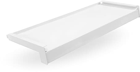 Seiletech.de Fensterbank Stahl + Pulverbeschichtet – 120cm – Weiss RAL 9016 – Tiefe 27,5cm – Wetterfest – Inkl. Alu Endkappen – Fensterbrett – Aussenfensterbank – Outdoor – Fenstersims – Aussen