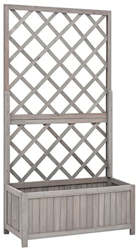 Goliraya Jardinière à Treillis de Jardin Jardinieres Exterieur Jardinière pour Plantes Grimpantes avec Treillis Gris 70x30x135 cm Bois de Sapin