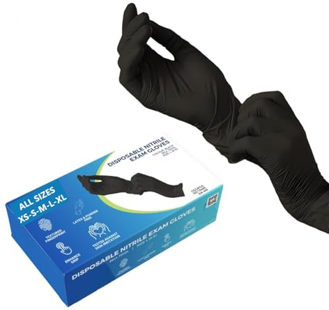 100 Black Nitrile Disposable Gloves Powder Free, Food, Care, Hair & Beauty, Industry, Cleaning (Black, Extra Large)