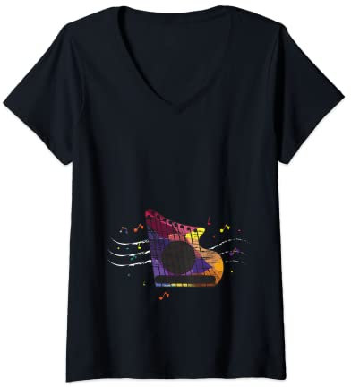 Damen Musikinstrument, Musikliebhaber, Musiklehrer, Zither T-Shirt mit V-Ausschnitt