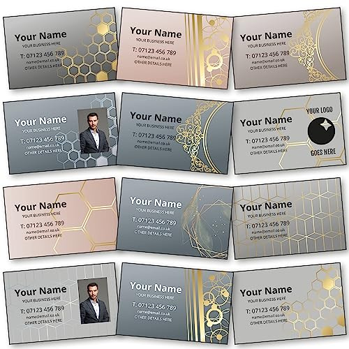Premium Luxury Printed Business Cards. Many Geometric and Classic Designs. Personalise Your own Business Cards Instantly - Many Templates - 350gsm Silk Board. Professional Design Service