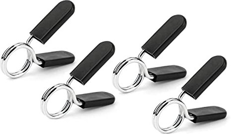 4Pcs Stainless Steel Spring Clip Collars Weight Bar Clips Barbell Clamps 1-Inch Barbell Clamps Dumbbell Spring Clip Weightlifting Accessory for Dumbbell Ordinary Barbell