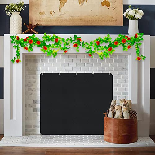 Magnet Fireplace Cover, Draft Blocker, Fireplace Blanket for Heat Loss, Fireplace Flue Blocker, Cold Air Blocker, Black Color(92cm W x 76cm H)