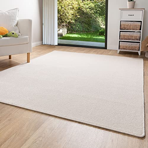 Steffensmeier Kurzflor Teppich Ibiza | Wohnzimmerteppich | Stilvoll | Pflegeleicht | Jugendteppich | Creme, Größe: 200x300 cm