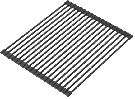 QUADRON Spülbeckenmatte aus Silikon und Stahl | Größe 43 x 32 cm, Farbe: Pure Carbon | MULTIFUNKTIONAL Temperaturbeständig | QMAT für die Küche | Spülbecken Schutzmatte für Geschirr und Becken