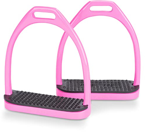 Equinate Steigbügel Midway 10cm Rosa - Mit Anti-Rutsch Trittfläche aus Gummi - Für Erwachsene und Kinder - 2 Stück