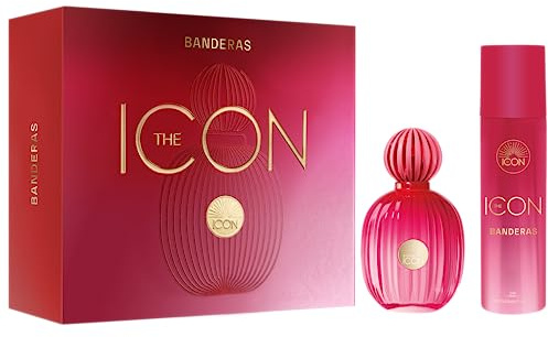 Banderas - Coffret cadeau The Icon pour Femme EDP 100 ml + DEO 150 ml - Longue Durée - Parfum sophistiqué et sensuel - Notes vanillées et florales - Idéal pour les événements spéciaux