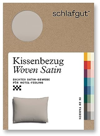 schlafgut Woven Satin Kissenbezug 60x80 cm Sand Mid Uni in Premium Hotelqualität, Kopfkissenbezug einzeln mit 100% weicher Baumwolle