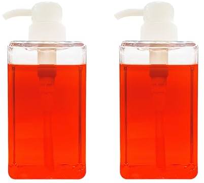 JIAJIAN MALL Square transparent Kunststoff Seifenspender,nachfüllbare,Bathroom can be Filled with Pump Bottle and Seifenspender,15Oz (450ml 2-Pack)