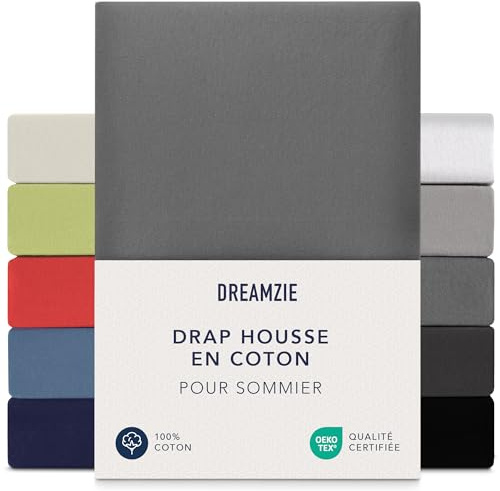 Dreamzie Premium Spannbettlaken 90x200 cm - 100x200 cm - 37cm Seitenhöhe - auch für Boxspringbett & Wasserbett - Bettlaken Boxspringbett 100% Jersey Baumwolle, 150 g/m² - Oeko-TEX - Anthrazit