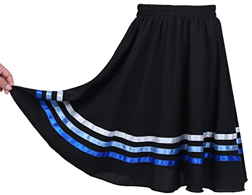 Rswnyirn Kids Girls Swing Skirts Full Circle Ballet Character Skirt Dance Dress for Balleria Stage Performance Blue 7-8 Years