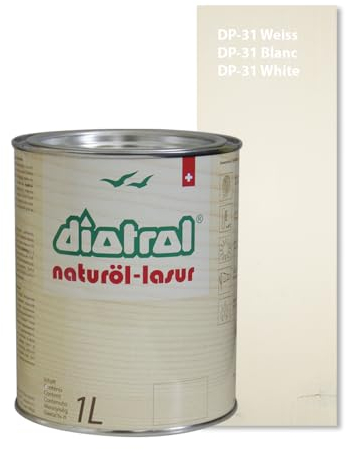 Diotrol Naturöl Lasur 1 Liter Profi Holzlasur Außen wetterfest | Natürliche & umweltfreundliche Lasur für Holz | Premium Holzschutzlasur Weiß