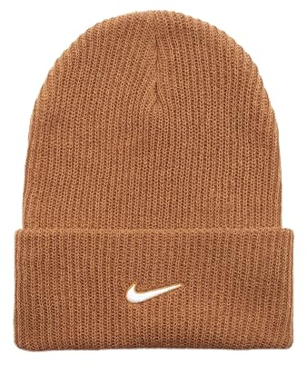 NIKE Berretto unisex con logo ricamato a maglia, Marrone, Etichettalia unica