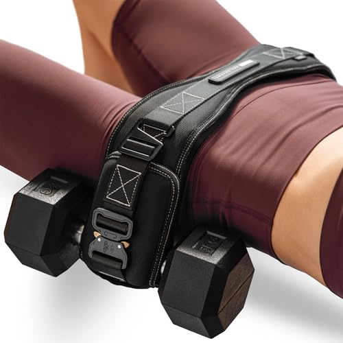 JACKED Premium Hip Thrust Belt for Dumbbells & Kettlebells (Patent-Pending) - Heavy Duty Glute Training System for Home Gym, Fast Setup for Progressive Overload Without Barbell or Rack (Black)