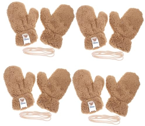 GALPADA 4 Paar Süße Handschuhe Für Jungen Und Mädchen Weiche Plüschfäustlinge Warme Handschuhe Schneeflockenmuster