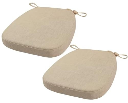 FIOVIP Stuhlkissen mit Riemen abnehmbar, waschbar, doppelte Anti-Rutsch hoch elastisch,Geeignet für Esstische und Stühle(40X38X33CM(3CM),Beige,2 Stück)