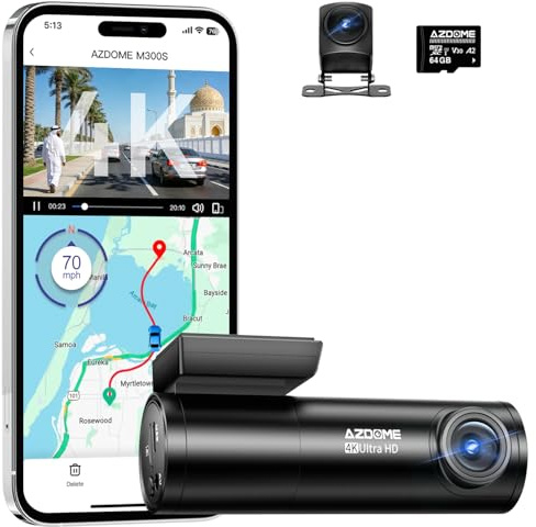 AZDOME PG17 2CH Mirror Dash Cam 4K - 12 Touch Screen - 24H Parking Mode - Mirror Dash Cam - Minimize Blind Spots - Built-in GPS & WiFi - Reverse Assist - Supports Voice Command