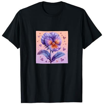 Stiefmütterchen Blumen mit Herzen rund um Boho-Stil Grafik T-Shirt