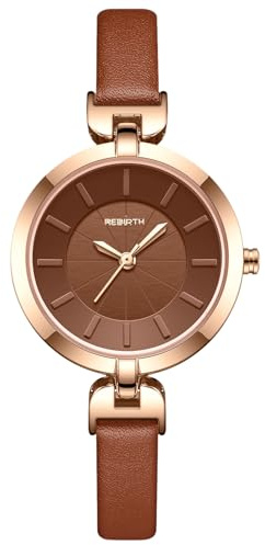 OIDEA Damen Armbanduhr Leder Schmal: Ultradünn Echtleder Armband Damenuhr Analog Quarz Elegant Uhr mit Stundenskala Zifferblatt Elegant Geschenk für Frauen Rosa Braun Schwarz