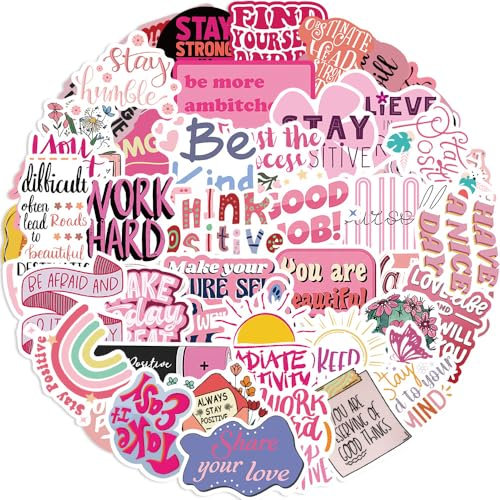 50 Pcs Motivational Stickers for Kids Teens Adults Boys Girls Gift,Inspirational Stickers Pack for Laptop,Skateboard,Luggage,Car,Bike, Cup,Computer,Water Bottle Decor,Vinyl Waterproof Sticker Decals