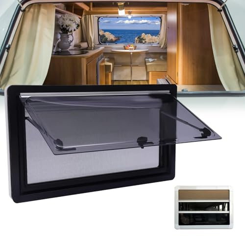 Wohnmobilfenster Caravan Seitenfenster Seitenfenster Wohnmobil Fenster ６５° öffnungswinkel RV Externes Push Fenster mit Fliegengitter Wohnwagen Fenster(1200x300mm)
