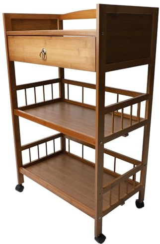 Brrnoo Carro de Servicio Móvil, Mesa Auxiliar Rodante con Ruedas, Organizador de Almacenamiento Multiusos, Aparador para Uso Doméstico, Elegante Diseño de Estilo Chino