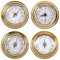 WDWGLIYN Set di 4 barometro, termometro, igrometro, orologio, 98 mm, alta precisione, barometro da pesca all'aperto, stazione meteorologica analogica in ottone, da appendere alla parete, per