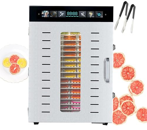 Deshidratador De Alimentos 1350w/1375w, Máquina Secadora Eléctrica De Alimentos Para Frutas Y Verduras, Máquina Deshidratadora De Carne Seca Comercial (Con 2 Pinzas Para Frutas),16-layer