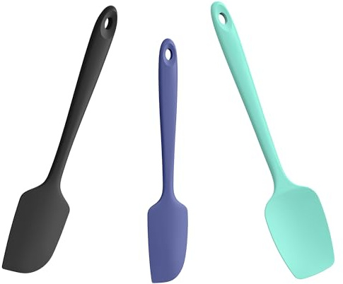 Doosu Silicone Spatula for Cooking, 315℃ Heat Resistant, 3Pc, Multicolors3 | Food Grade Bowl Scraper, High Temp Safe, Soft Small Kitchen Utensil, Non Scratch Non-Stick Flexible for Baking Mixing Serving