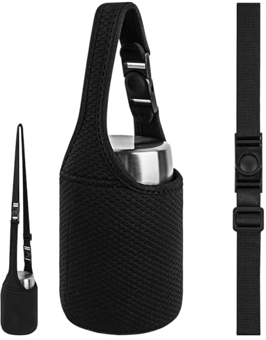 Linkidea Sac de Transport Isotherme pour Bocal Alimentaire, Petits Sacs à Lunch en néoprène pour Femmes, Sacs à Lunch isothermes à 2 Voies pour Bocal avec bandoulière (Noir) (Petit)