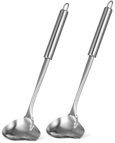 VERDANVERSE 2pièces Cuillère à Sauce Inox Avec Bec Verseur Lot De Cuillères Pour Service De Soupe Sauces Et Gravies Ustensile De Cuisine Facile à Nettoyer Utiliser