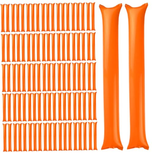 Pesoncarl Thunder Sticks 100 Pcs Boom Stick Inflatable Spirit Sticks Cheerleading Plastic Boom Stick Noise Makers for Sporting Events Dance Basketball Football Orange