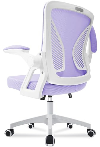 Milacyee Silla de Oficina Ergonómica, Silla con Reposabrazos Ajustables, Soporte Lumbar, Regulable en Altura, Silla Giratoria de Oficina con Respaldo de Malla Transpirable (Violeta)
