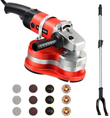 GJBMXSM Amoladora Hormigón 2800 W con Mango, Fresadora Hormigón 3 Módulos Trabajo, Vaso Diamante ø200 Mm, 6 Velocidades, Amoladora Angular 2800 RPM, Fresadora Renovación, Fresadora Paredes