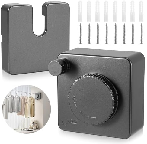 Wäscheleine Ausziehbar, 4.8m Nicht Durchhängende Einziehbare Wäscheleine, Edelstahlseil Wandmontage Retractable Clothesline,Wäscheleine Extra Stark Hält 40 Pfund Stand Für Balkon,Hotel,Wäschekammer