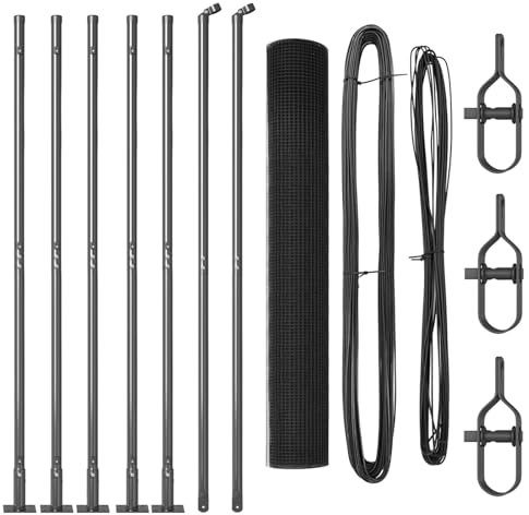 vidaXL Fence with Posts Grey 1 x 10 m Steel, Garden and Terrace Fence, Outdoor Safety Barrier, Durable Property Boundary Enclosure, Weather Resistant and UV Protected